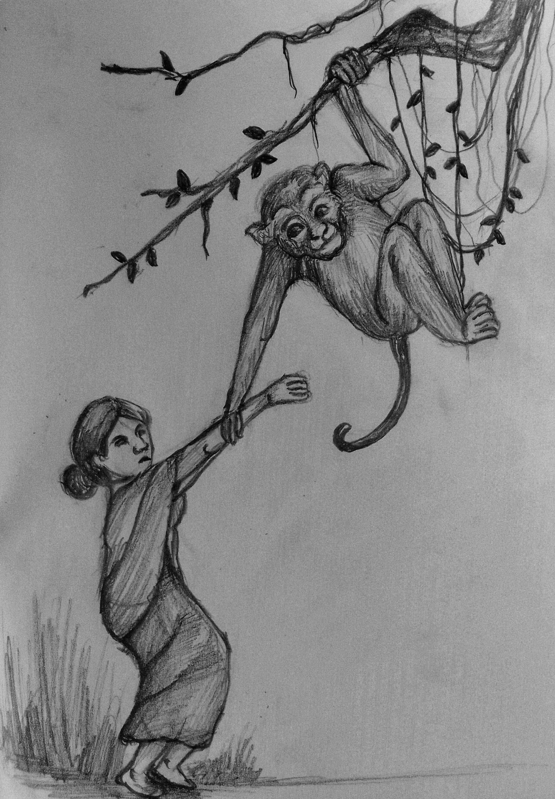 বানর ও মেয়ে